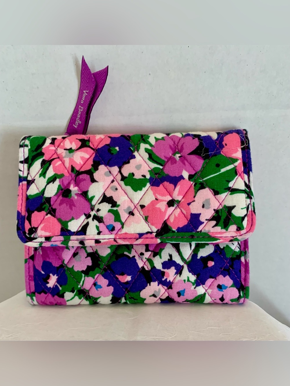VERA BRADLEY Zip Around Wallet Purple Floral Quilted
